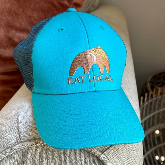 Patagonia Other - Patagonia vintage ‘eat local’ teal trucker hat